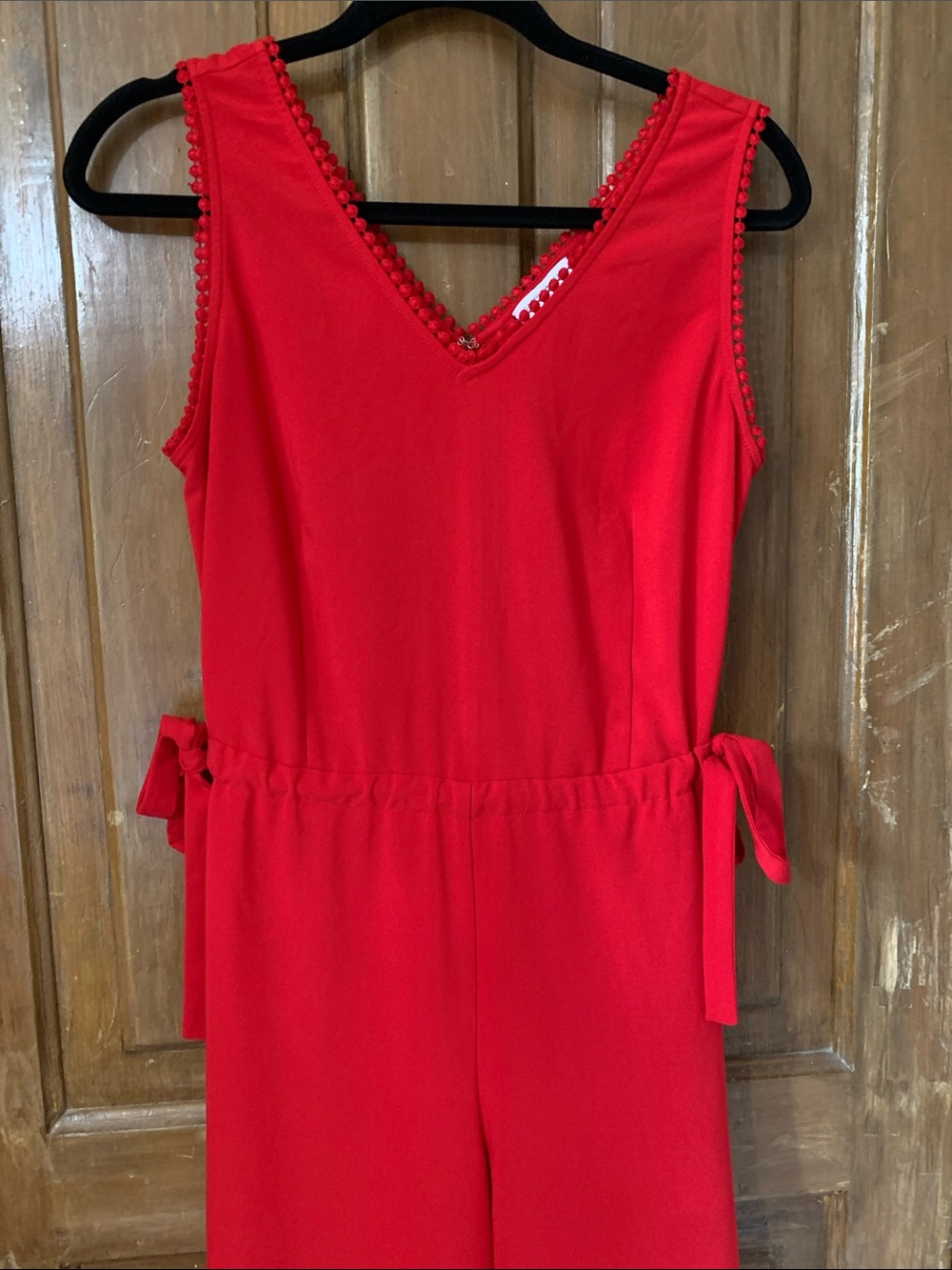 Carolina Belle Montréal Cherry Red Jumpsuit with Side Ties